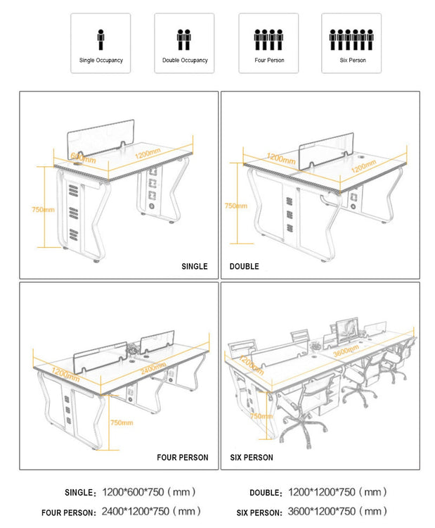 Madison Linear Workstation - eight Seats (Table Only)