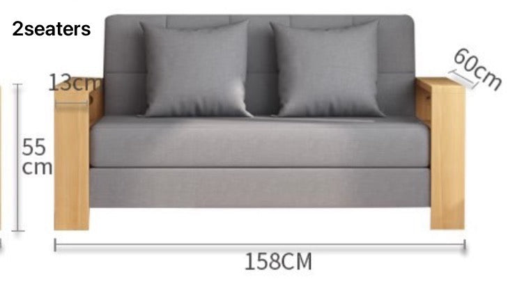 Nina solid wood sofa bed（free 2 pillow)