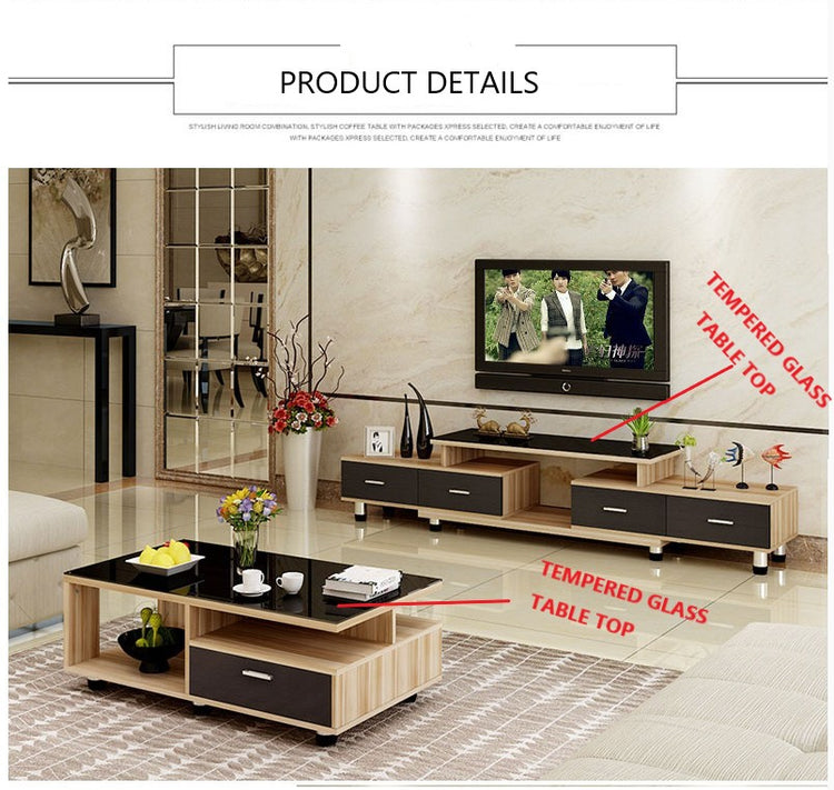 Eva Expandable tempered glass top TV Rack