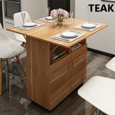 HAN foldable dining table with cabinet