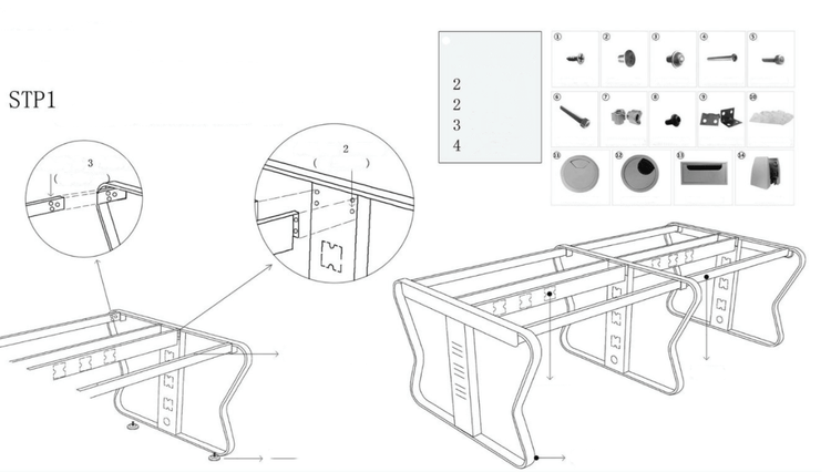 Madison Linear Workstation - Four Seats (Table Only)