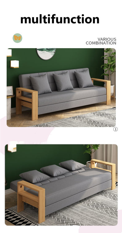 Nina solid wood sofa bed（free 2 pillow)